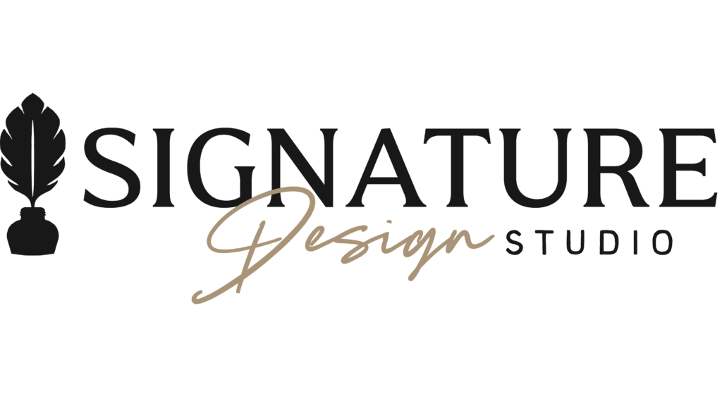 Signature Design Studio - Secondary Logo with feather - #181818